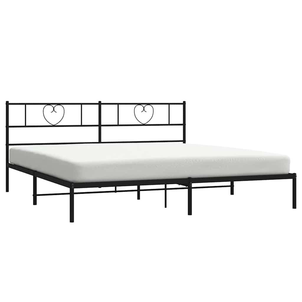 Metal Bed Frame without Mattress with Headboard Black 183x213cm