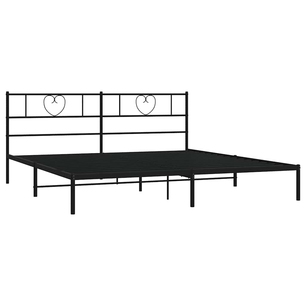 Metal Bed Frame without Mattress with Headboard Black 183x213cm