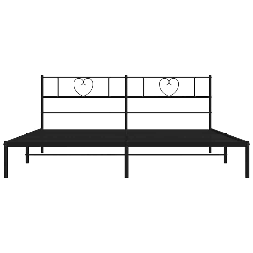 Metal Bed Frame without Mattress with Headboard Black 183x213cm