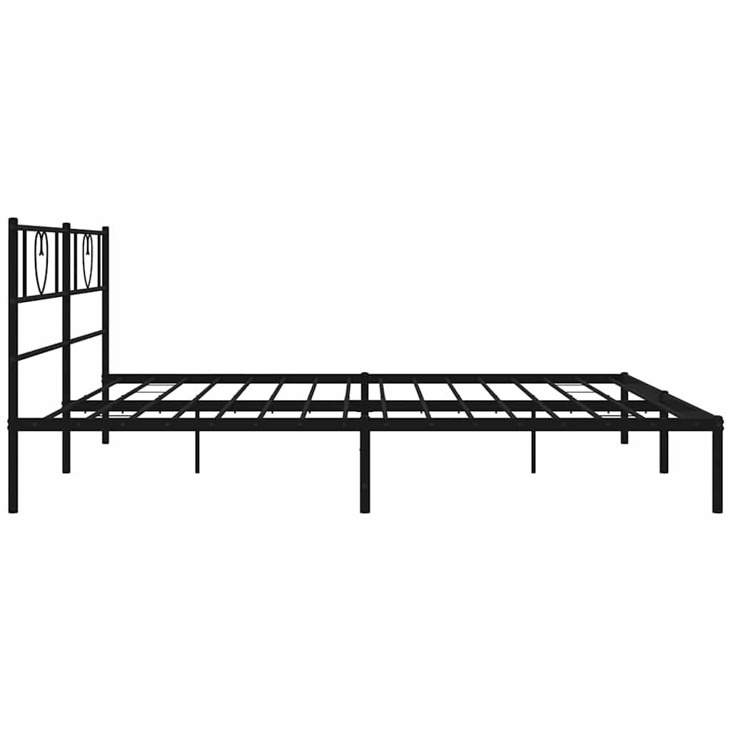 Metal Bed Frame without Mattress with Headboard Black 183x213cm