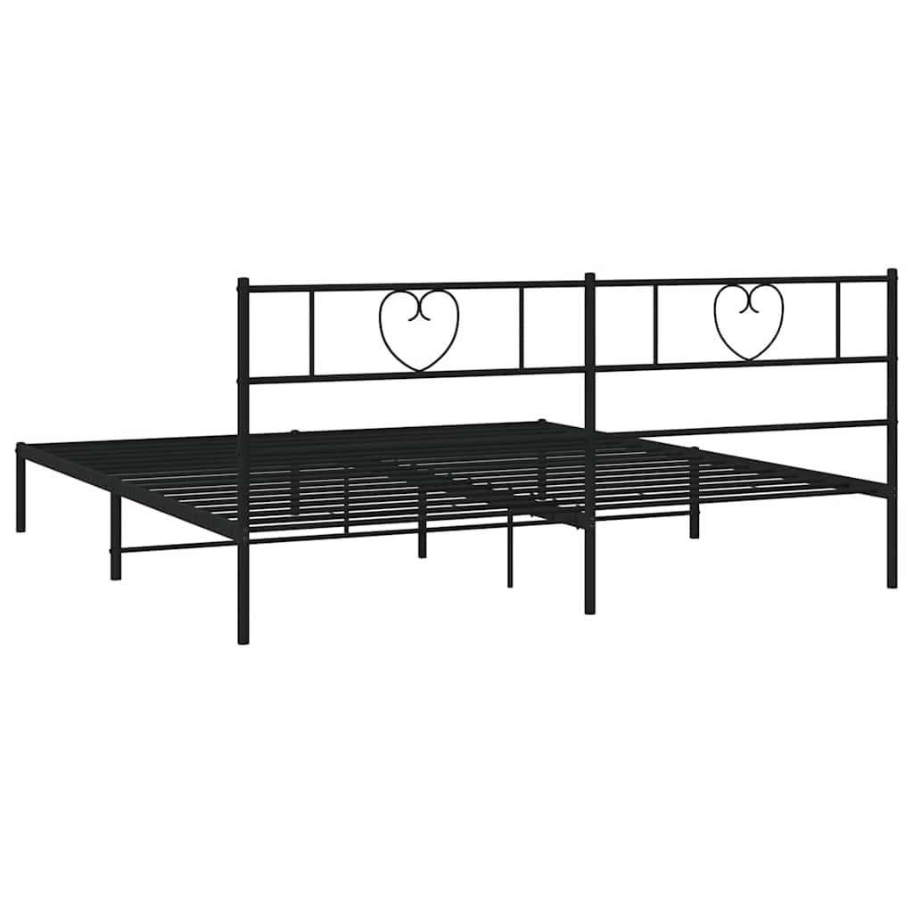 Metal Bed Frame without Mattress with Headboard Black 183x213cm