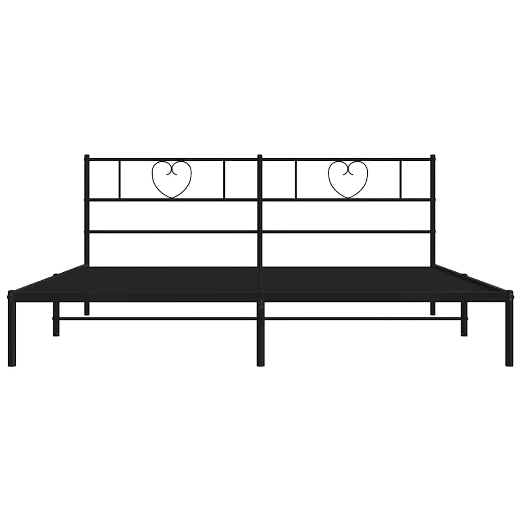 Metal Bed Frame without Mattress with Headboard Black 193x203cm