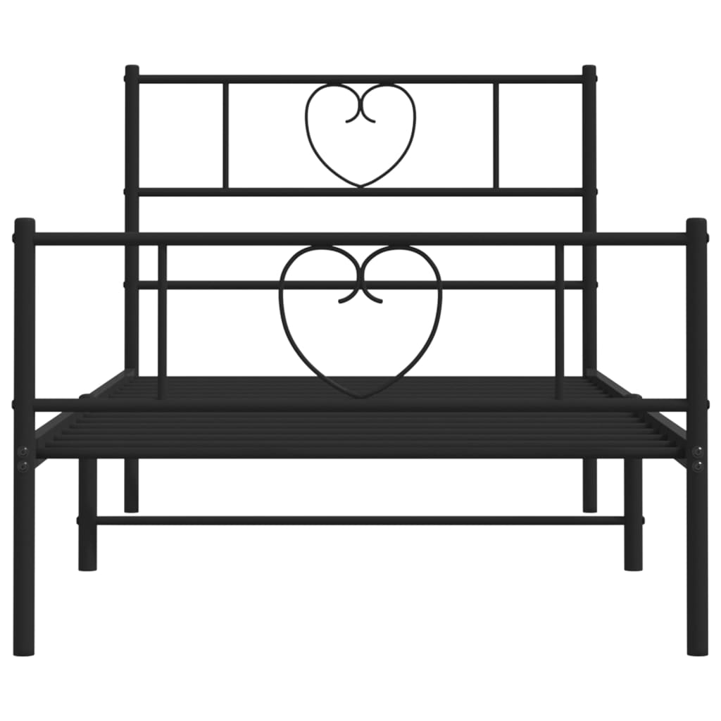 Metal Bed Frame without Mattress with Footboard Black 80x200cm