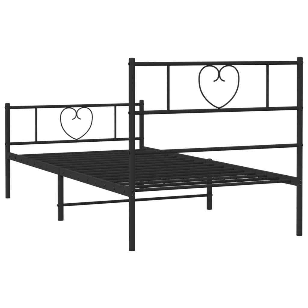 Metal Bed Frame without Mattress with Footboard Black 80x200cm