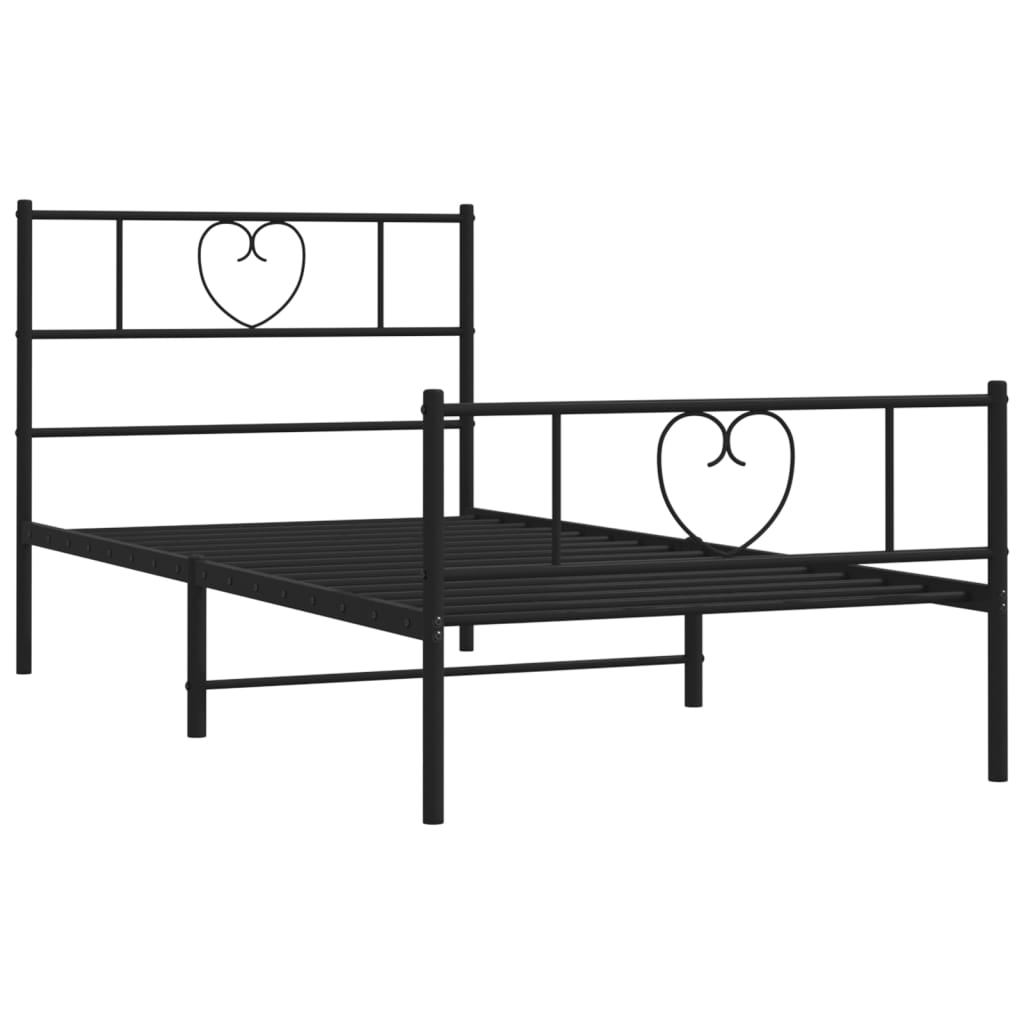 Metal Bed Frame without Mattress with Footboard Black 90x200cm