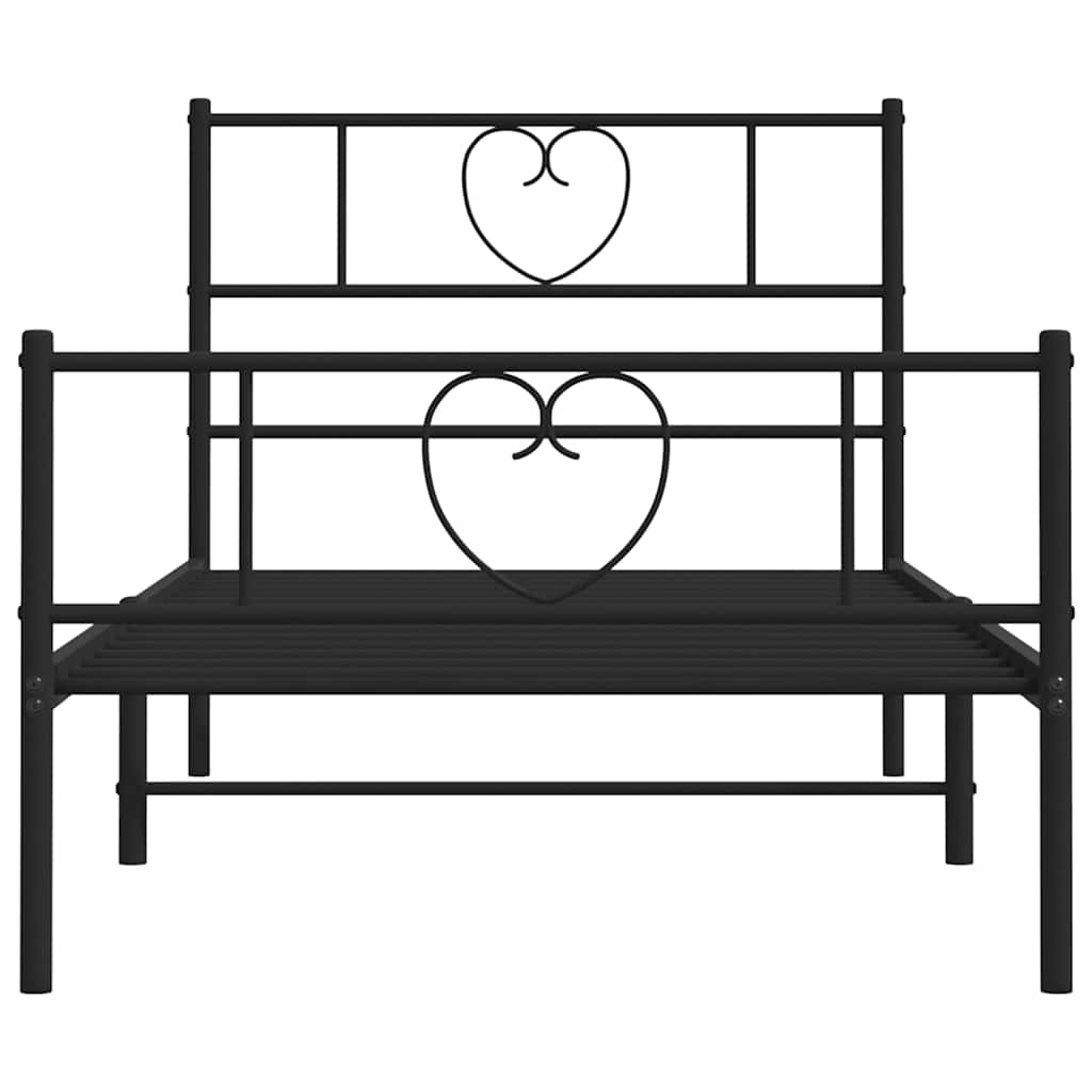 Metal Bed Frame without Mattress with Footboard Black 100x200cm
