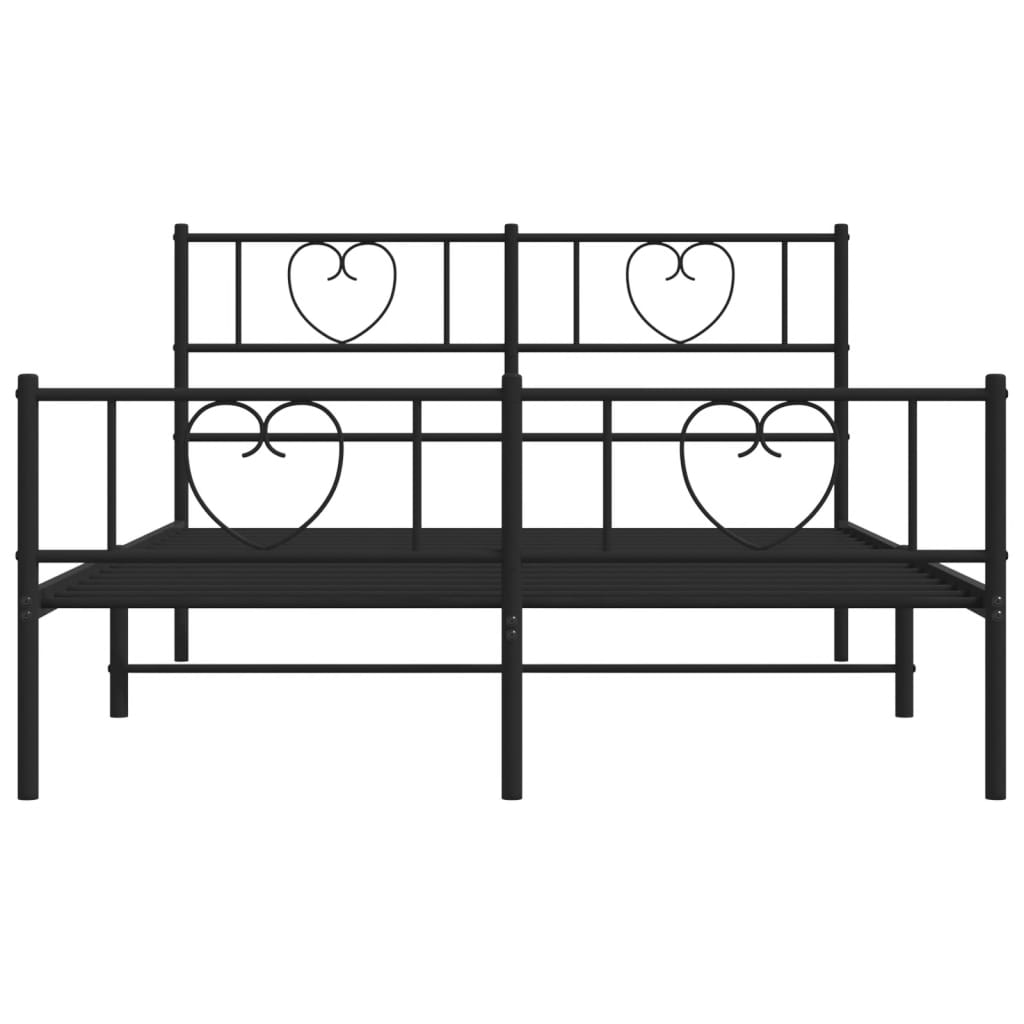 Metal Bed Frame without Mattress with Footboard Black 120x190cm