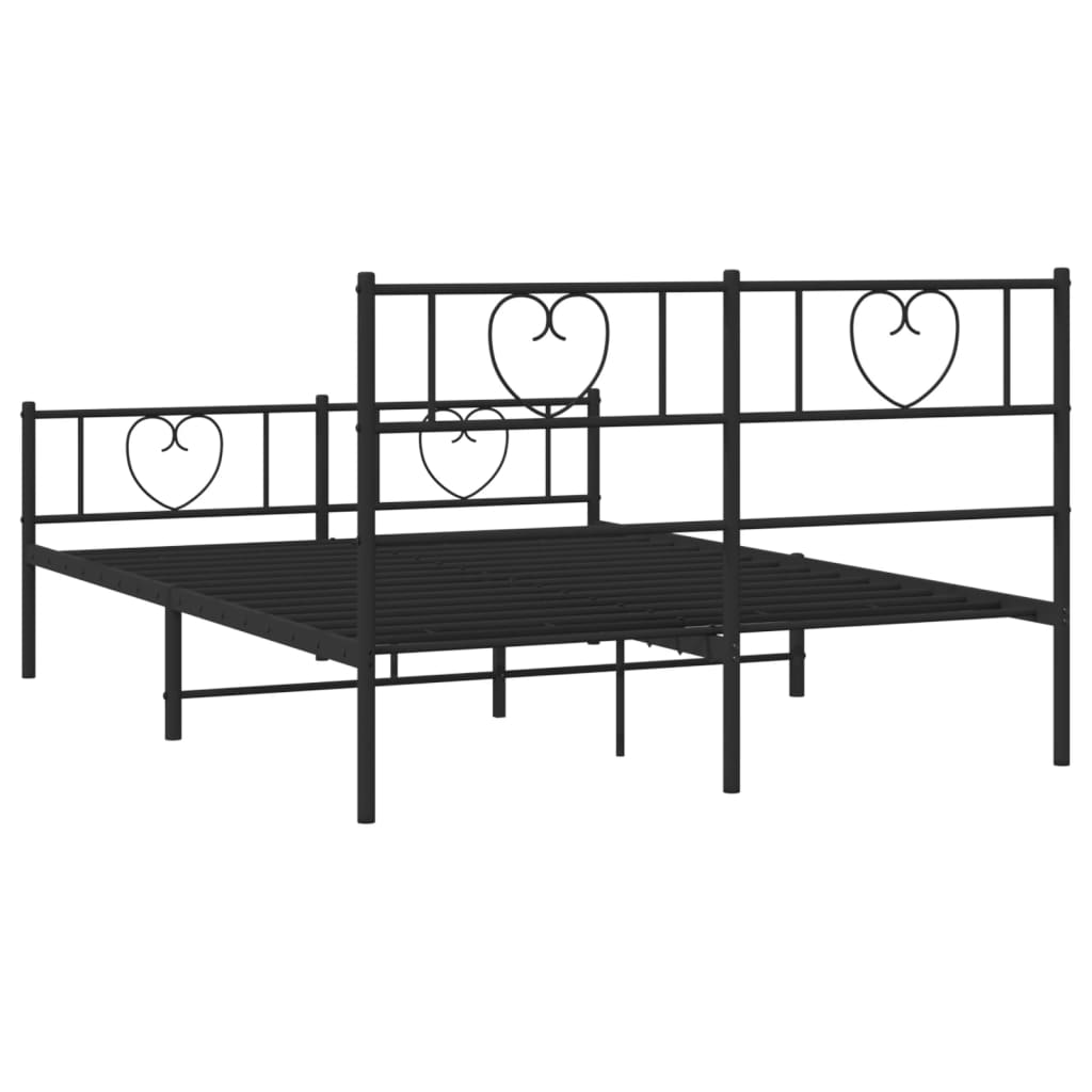 Metal Bed Frame without Mattress with Footboard Black 120x200cm