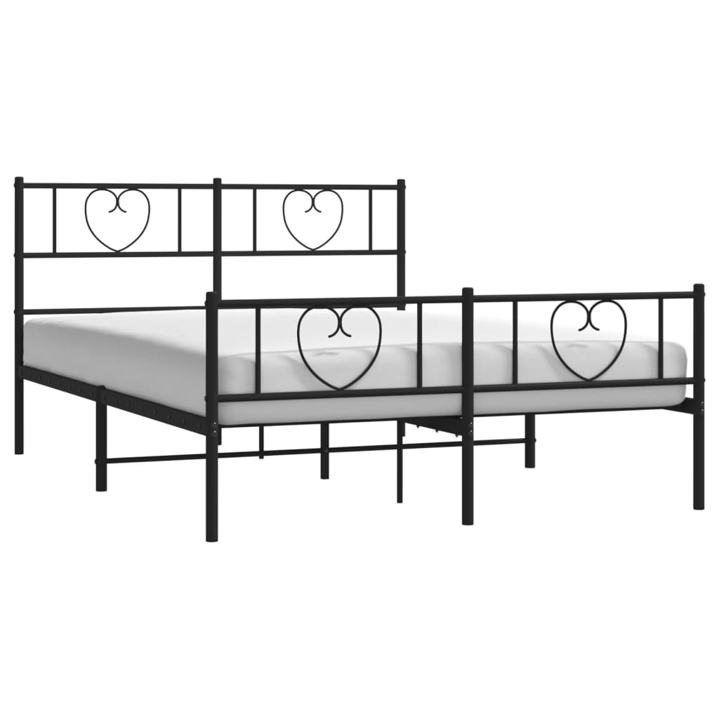 Metal Bed Frame without Mattress with Footboard Black 140x190cm
