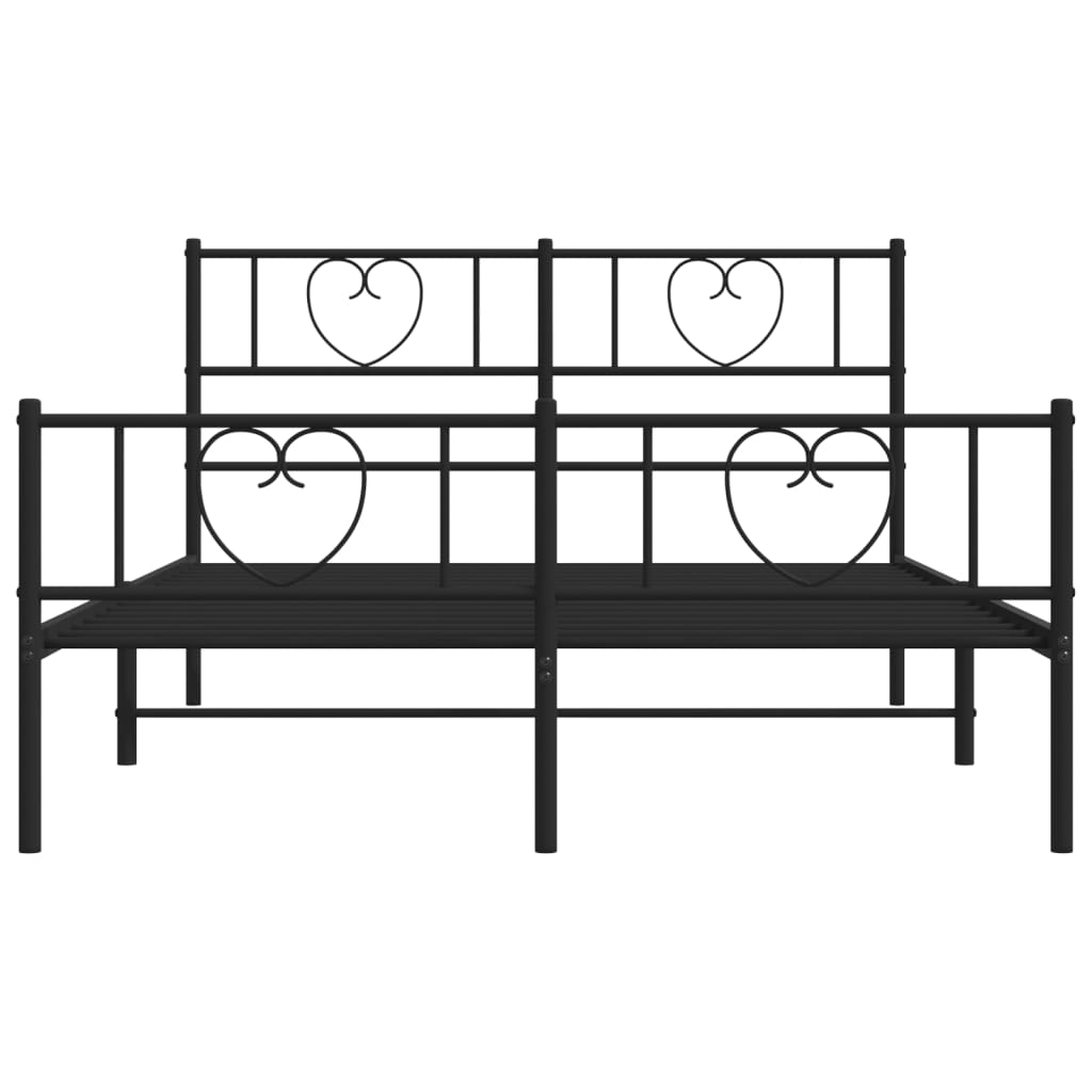 Metal Bed Frame without Mattress with Footboard Black 140x190cm