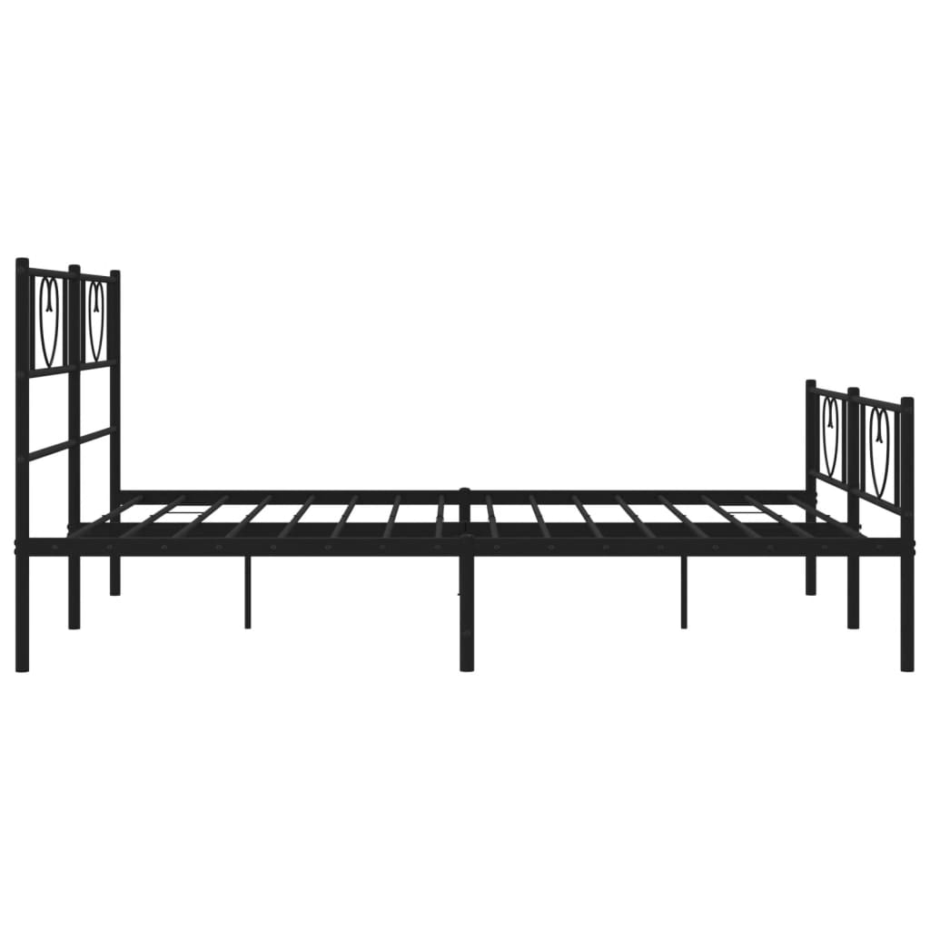 Metal Bed Frame without Mattress with Footboard Black 140x190cm