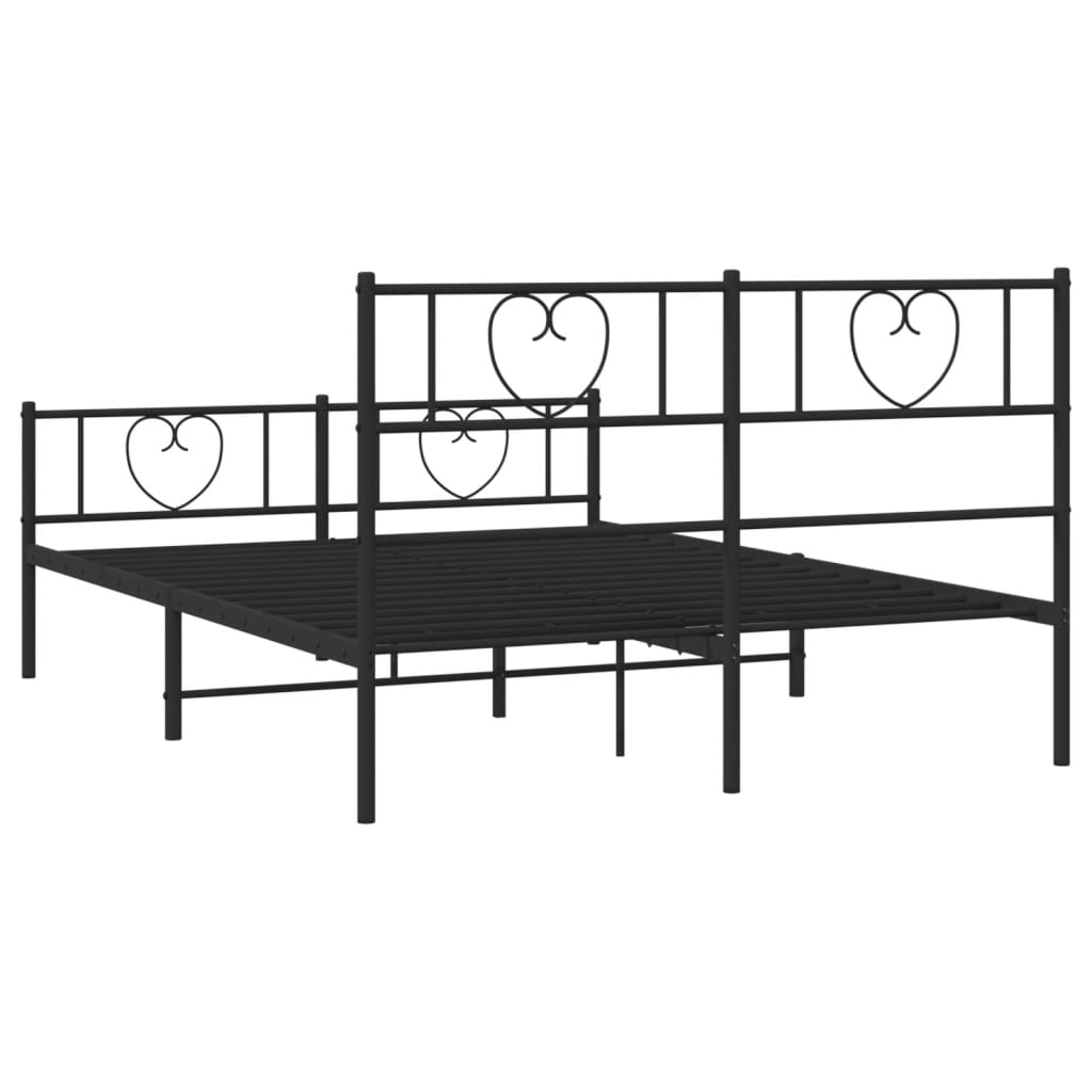 Metal Bed Frame without Mattress with Footboard Black 140x190cm
