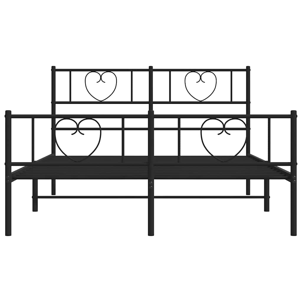 Metal Bed Frame without Mattress with Footboard Black 150x200cm