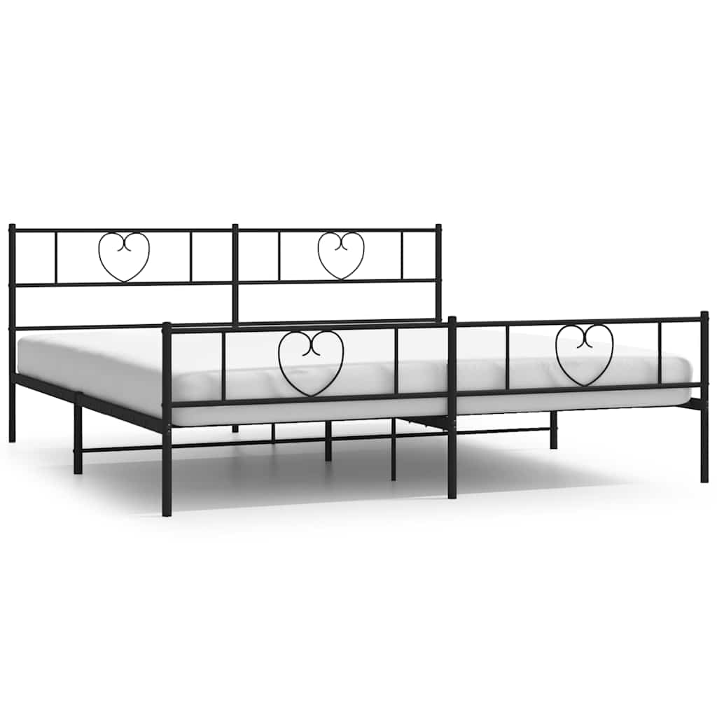 Metal Bed Frame without Mattress with Footboard Black 183x213cm
