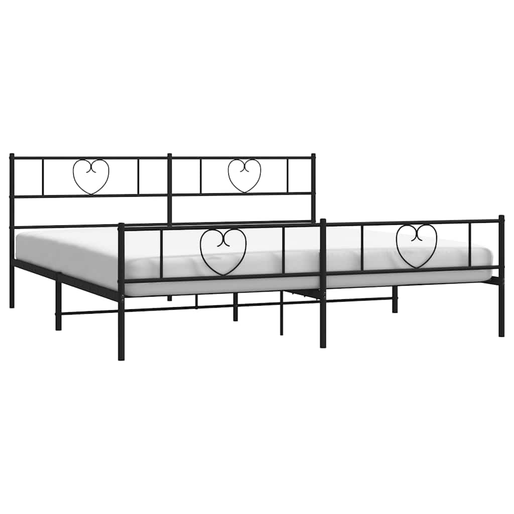 Metal Bed Frame without Mattress with Footboard Black 183x213cm
