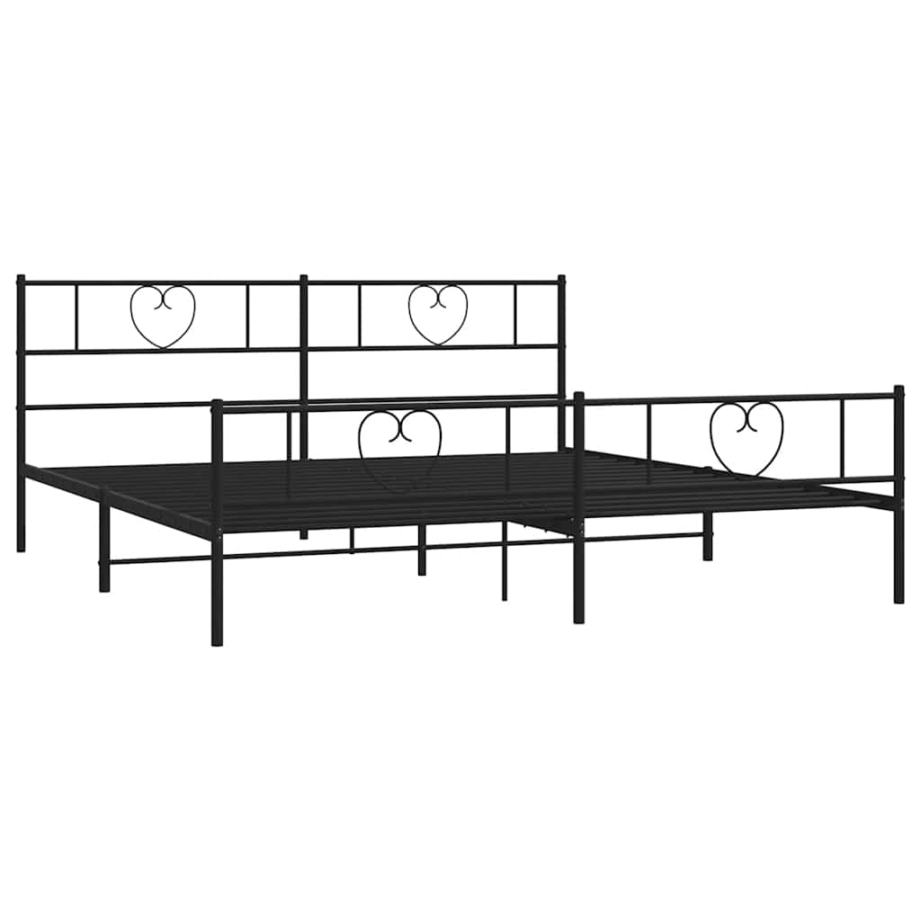 Metal Bed Frame without Mattress with Footboard Black 183x213cm