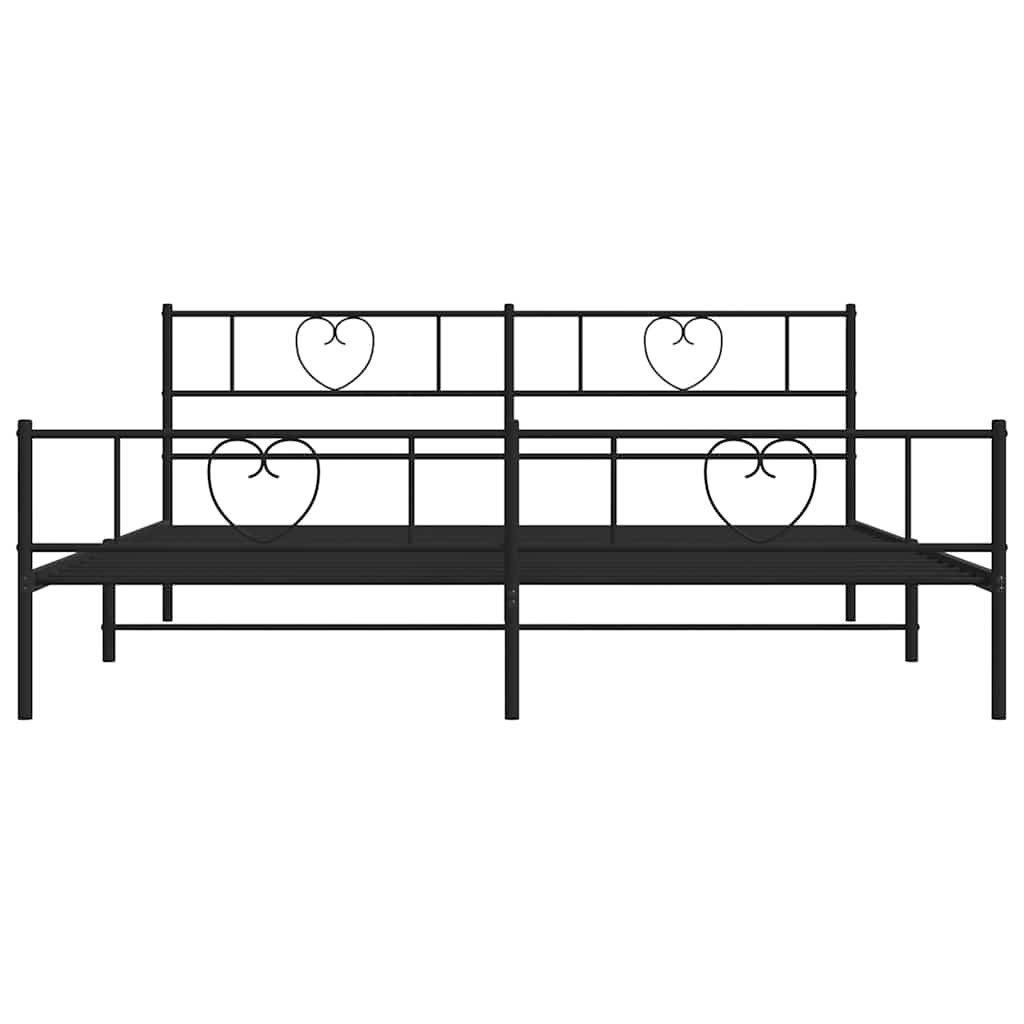 Metal Bed Frame without Mattress with Footboard Black 183x213cm
