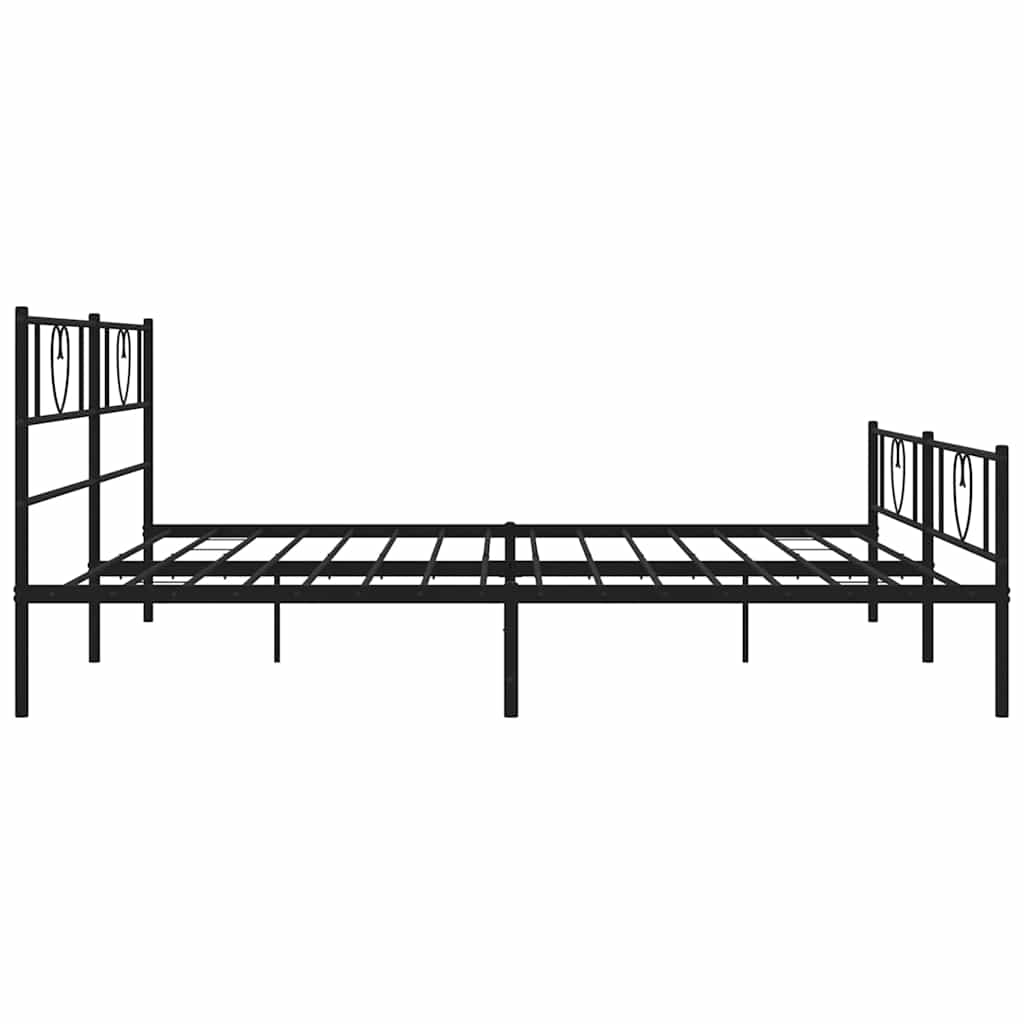 Metal Bed Frame without Mattress with Footboard Black 183x213cm