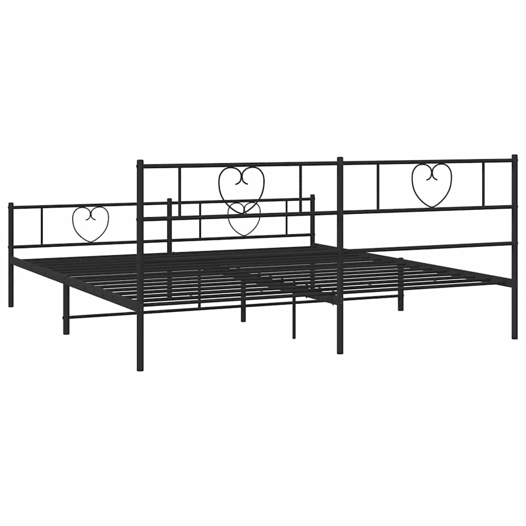 Metal Bed Frame without Mattress with Footboard Black 183x213cm