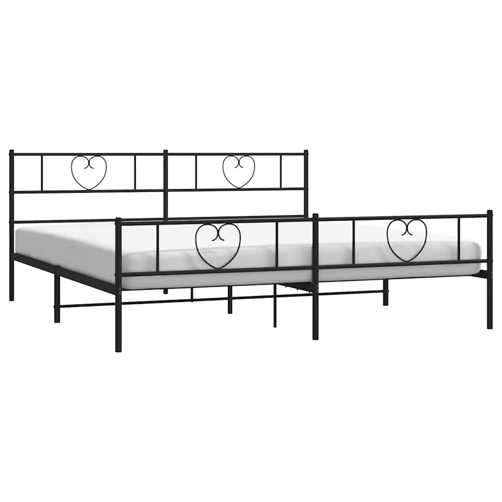 Metal Bed Frame without Mattress with Footboard Black 193x203cm