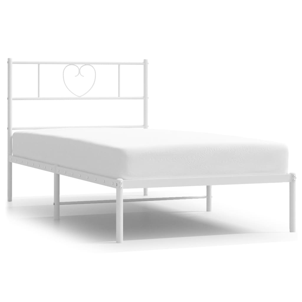 Metal Bed Frame without Mattress with Headboard White 80x200cm