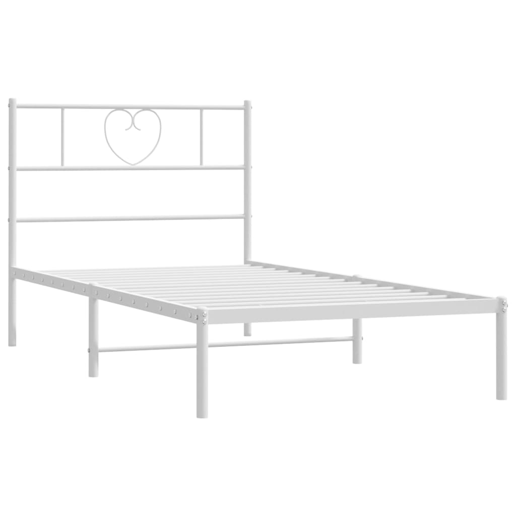 Metal Bed Frame without Mattress with Headboard White 80x200cm