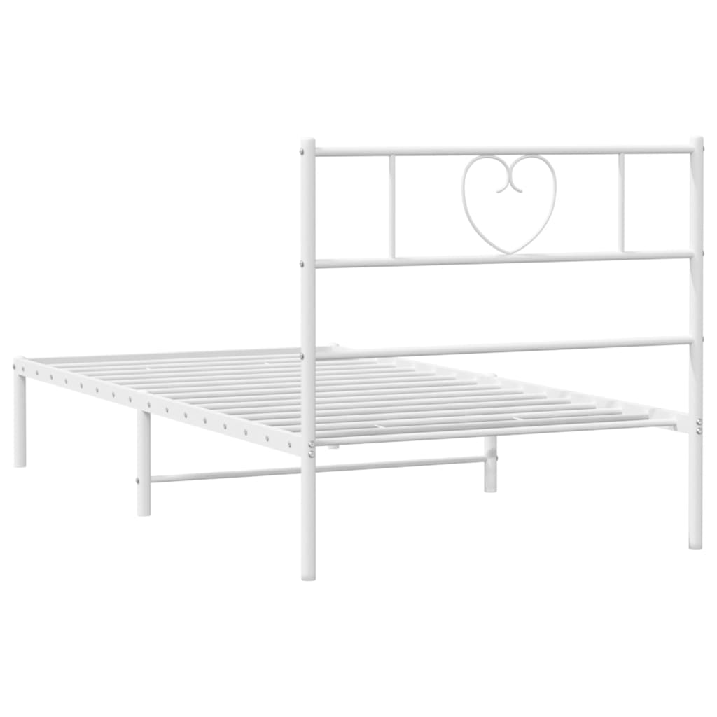 Metal Bed Frame without Mattress with Headboard White 80x200cm