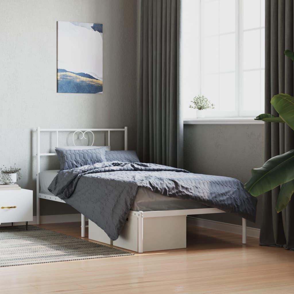 Metal Bed Frame without Mattress with Headboard White 80x200cm