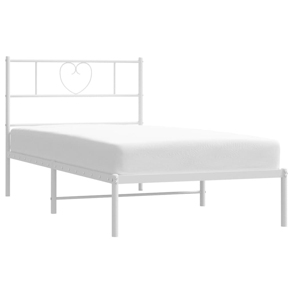 Metal Bed Frame without Mattress with Headboard White 90x200cm