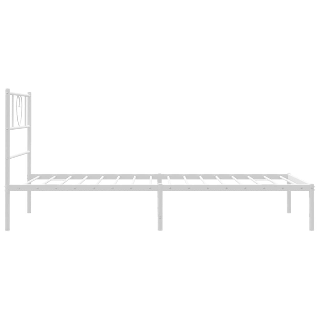 Metal Bed Frame without Mattress with Headboard White 90x200cm