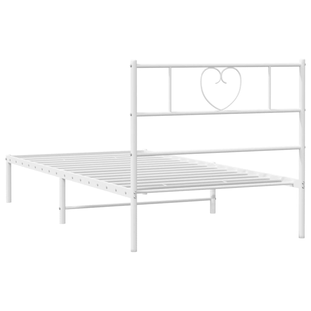 Metal Bed Frame without Mattress with Headboard White 90x200cm