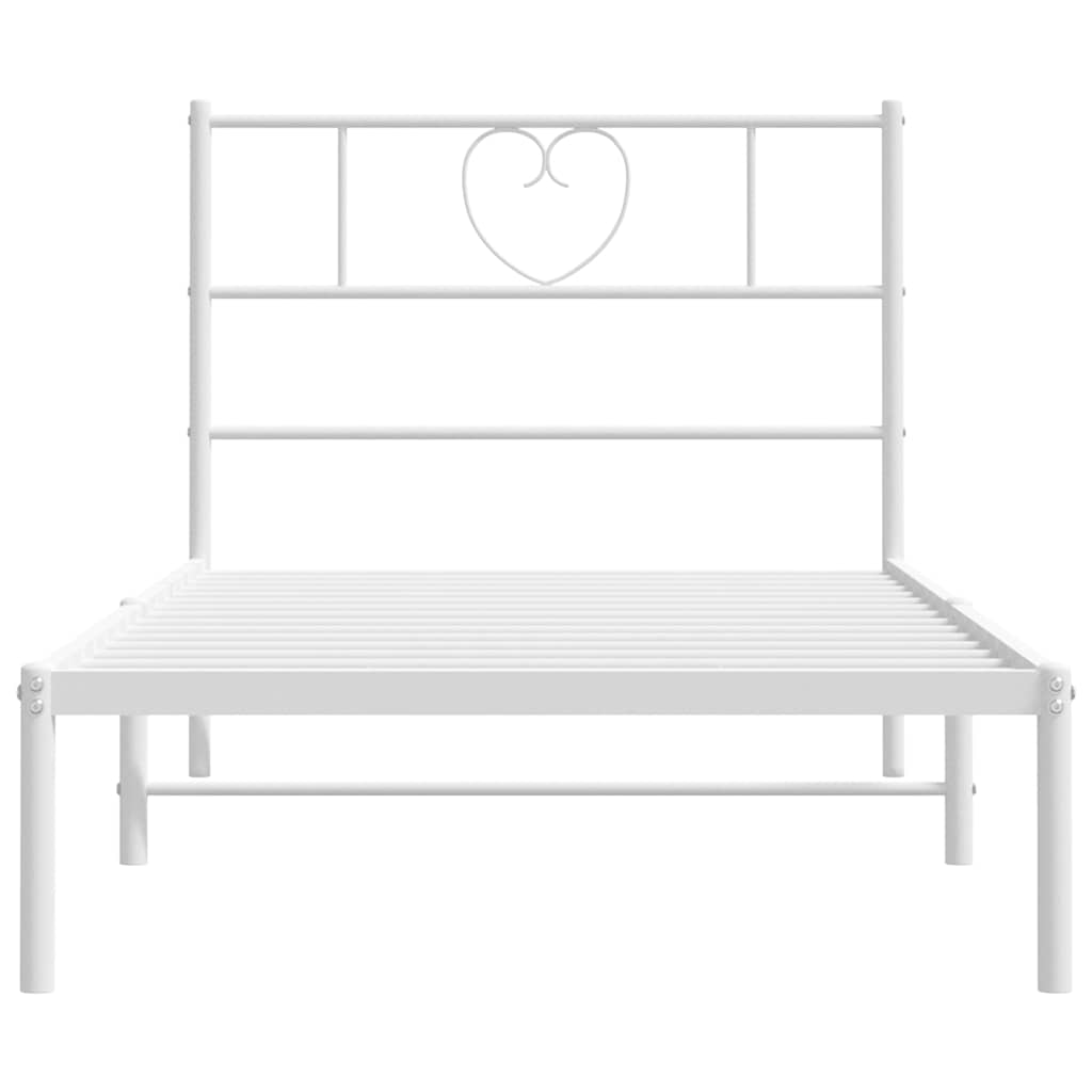 Metal Bed Frame without Mattress with Headboard White 100x200cm