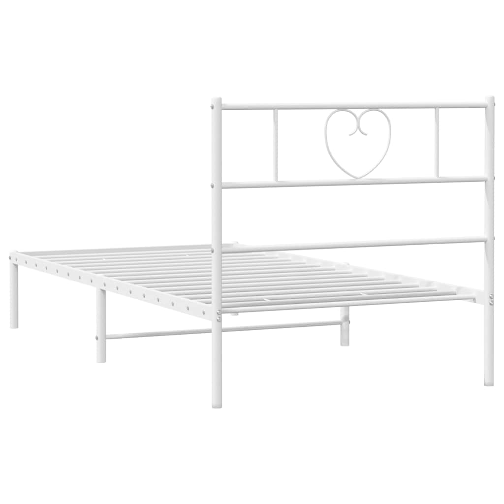 Metal Bed Frame without Mattress with Headboard White 100x200cm