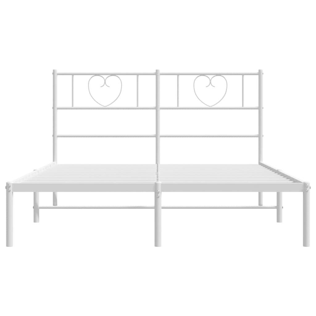 Metal Bed Frame without Mattress with Headboard White 120x200cm