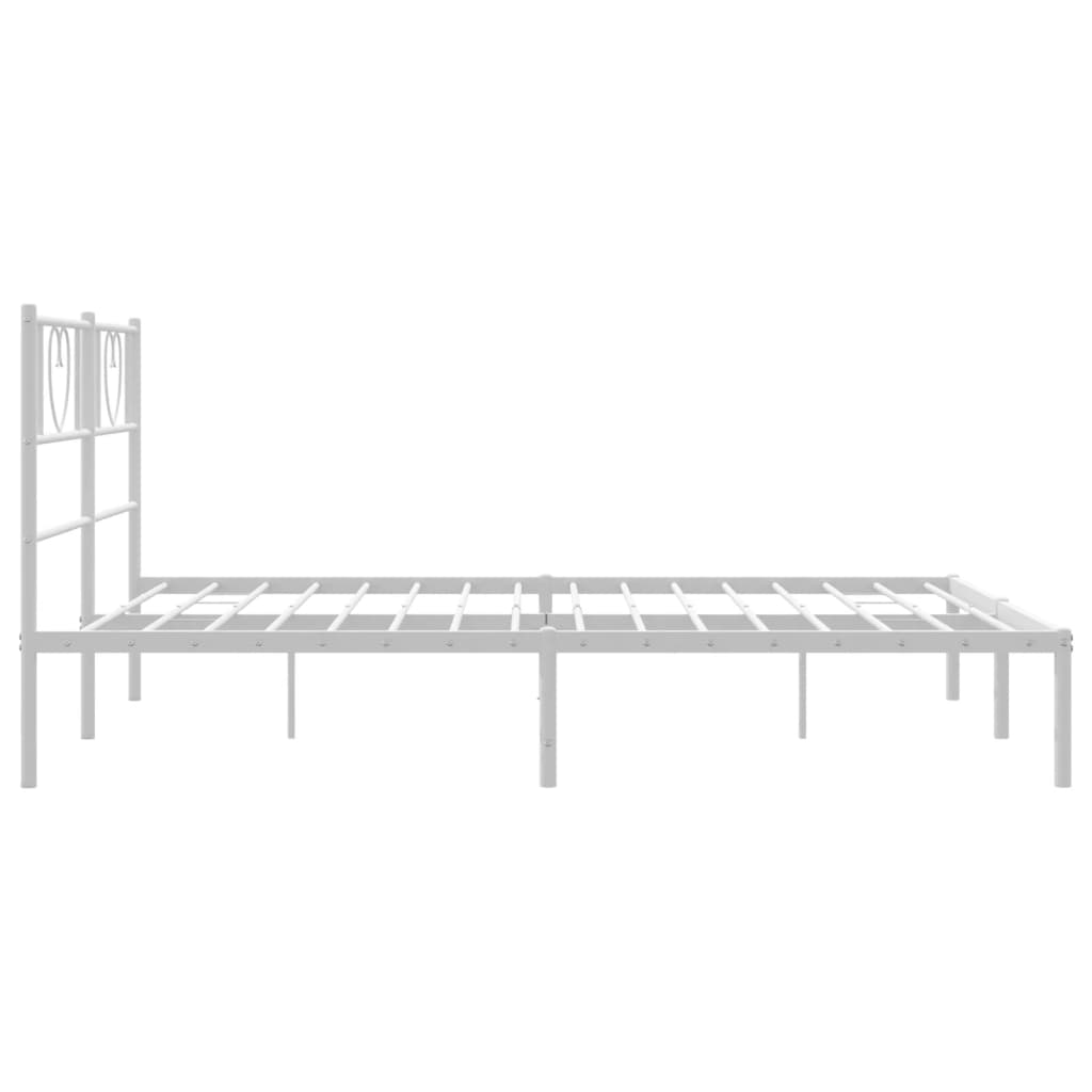 Metal Bed Frame without Mattress with Headboard White 120x200cm