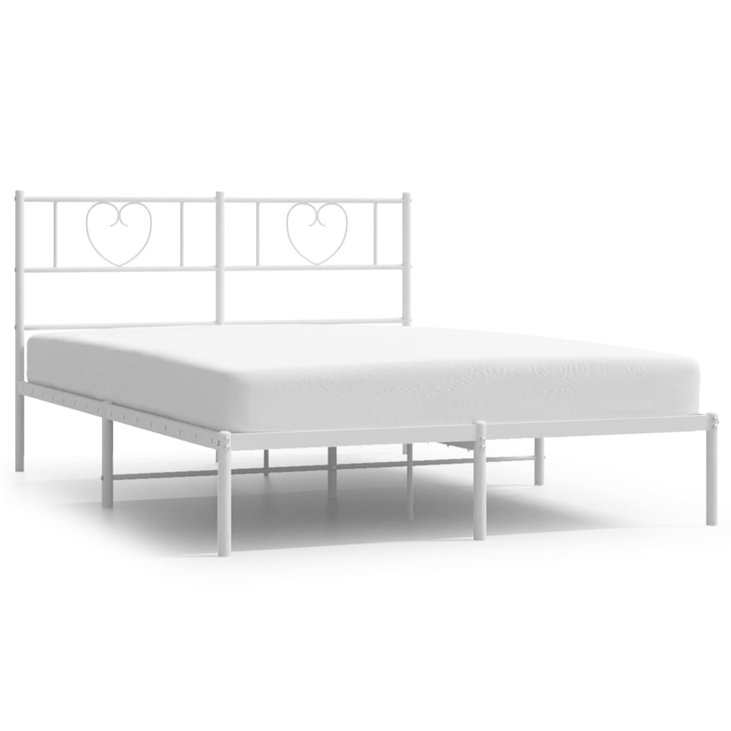 Metal Bed Frame without Mattress with Headboard White 140x200cm