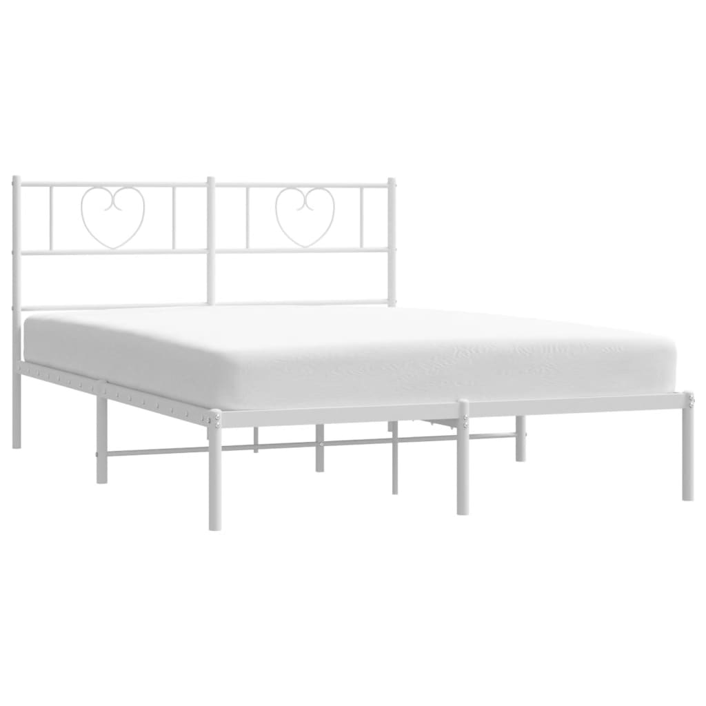 Metal Bed Frame without Mattress with Headboard White 140x200cm