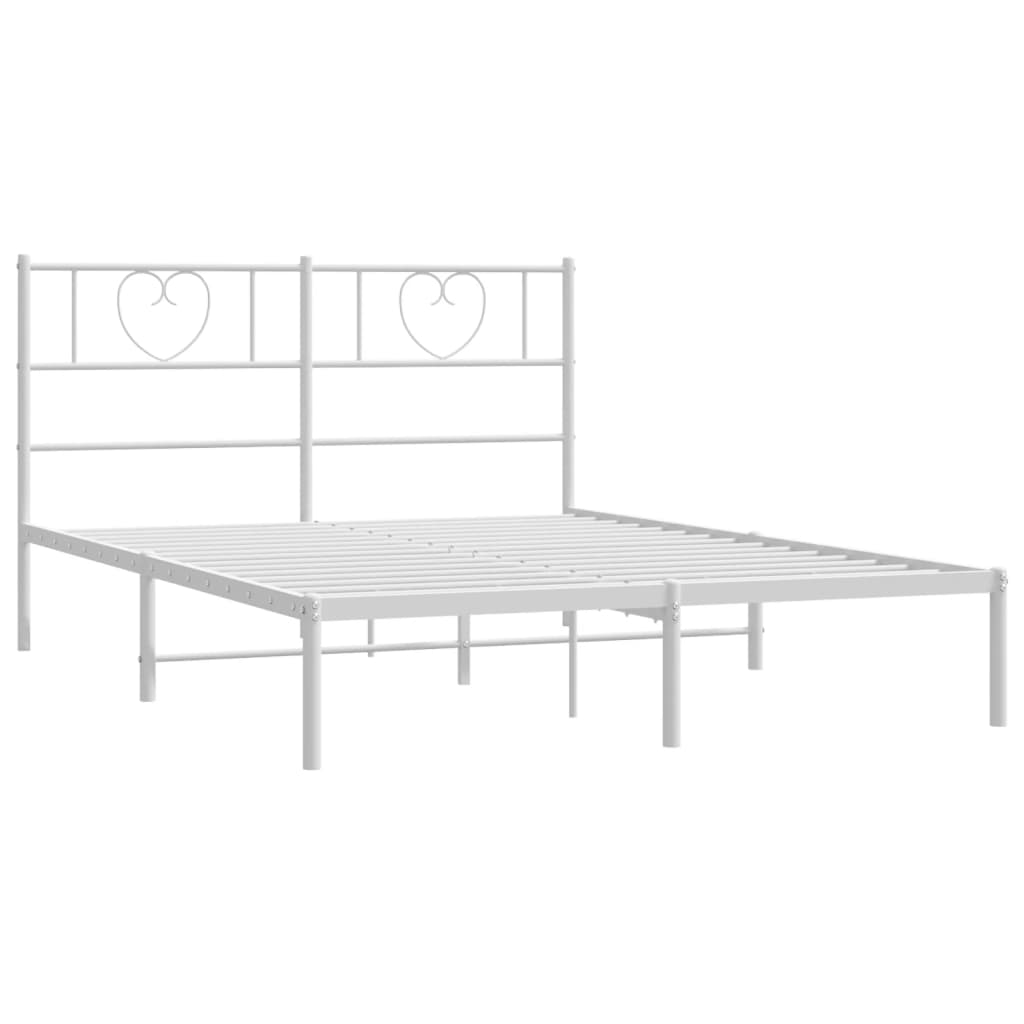 Metal Bed Frame without Mattress with Headboard White 140x200cm