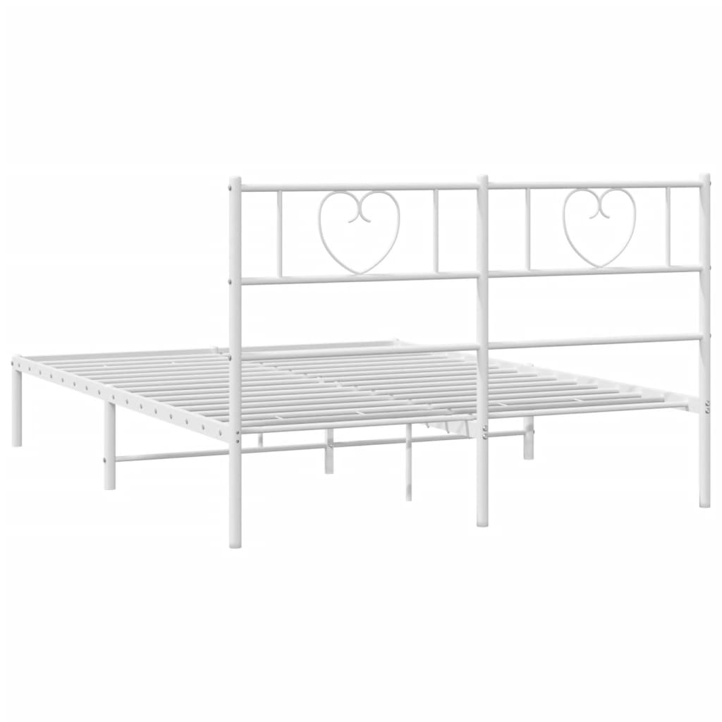 Metal Bed Frame without Mattress with Headboard White 140x200cm