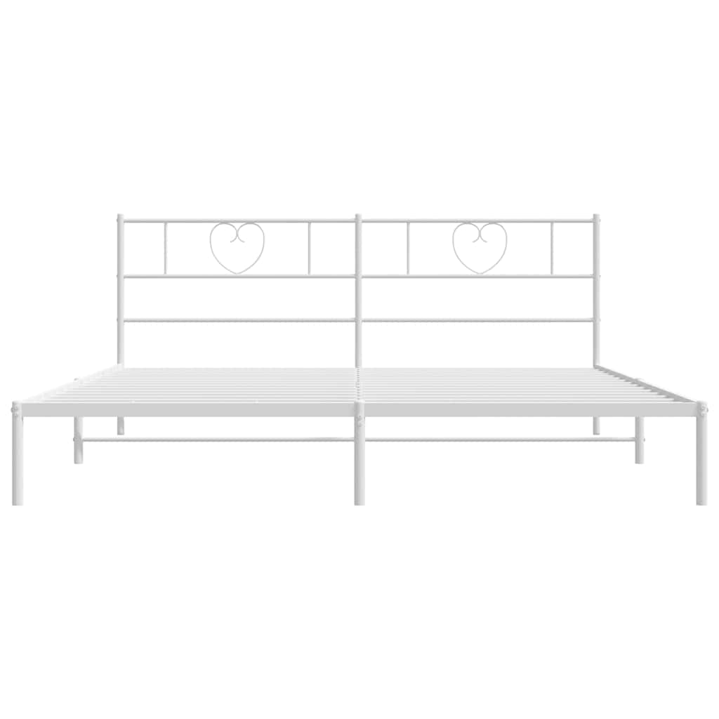 Metal Bed Frame without Mattress with Headboard White 183x213cm