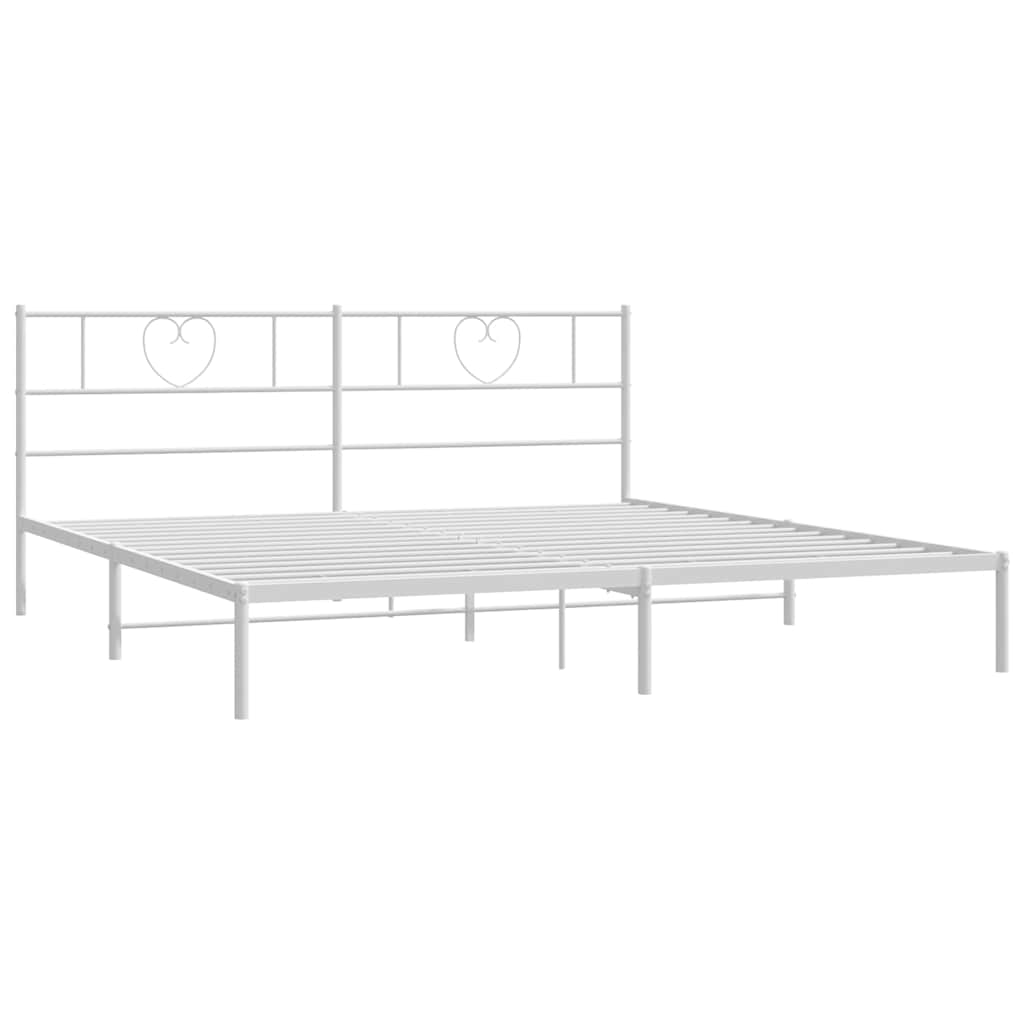 Metal Bed Frame without Mattress with Headboard White 183x213cm
