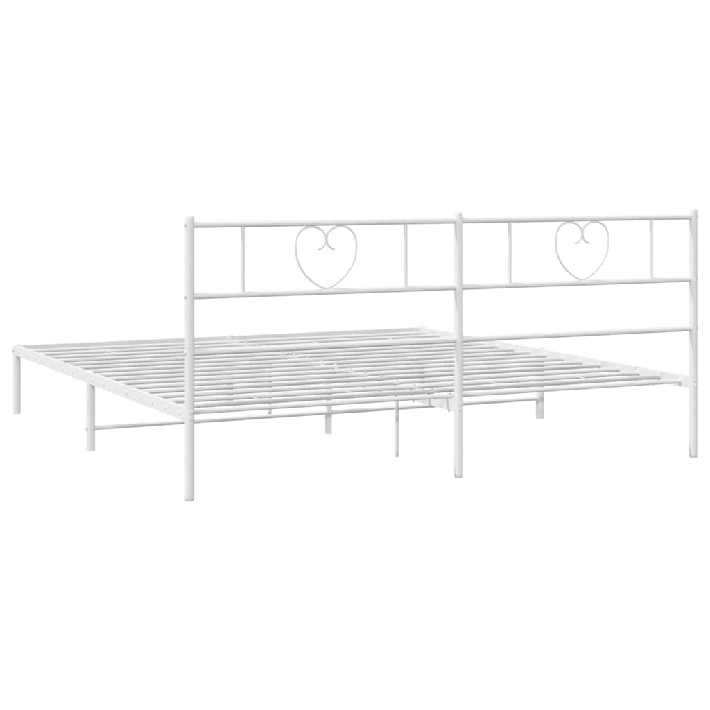 Metal Bed Frame without Mattress with Headboard White 193x203cm
