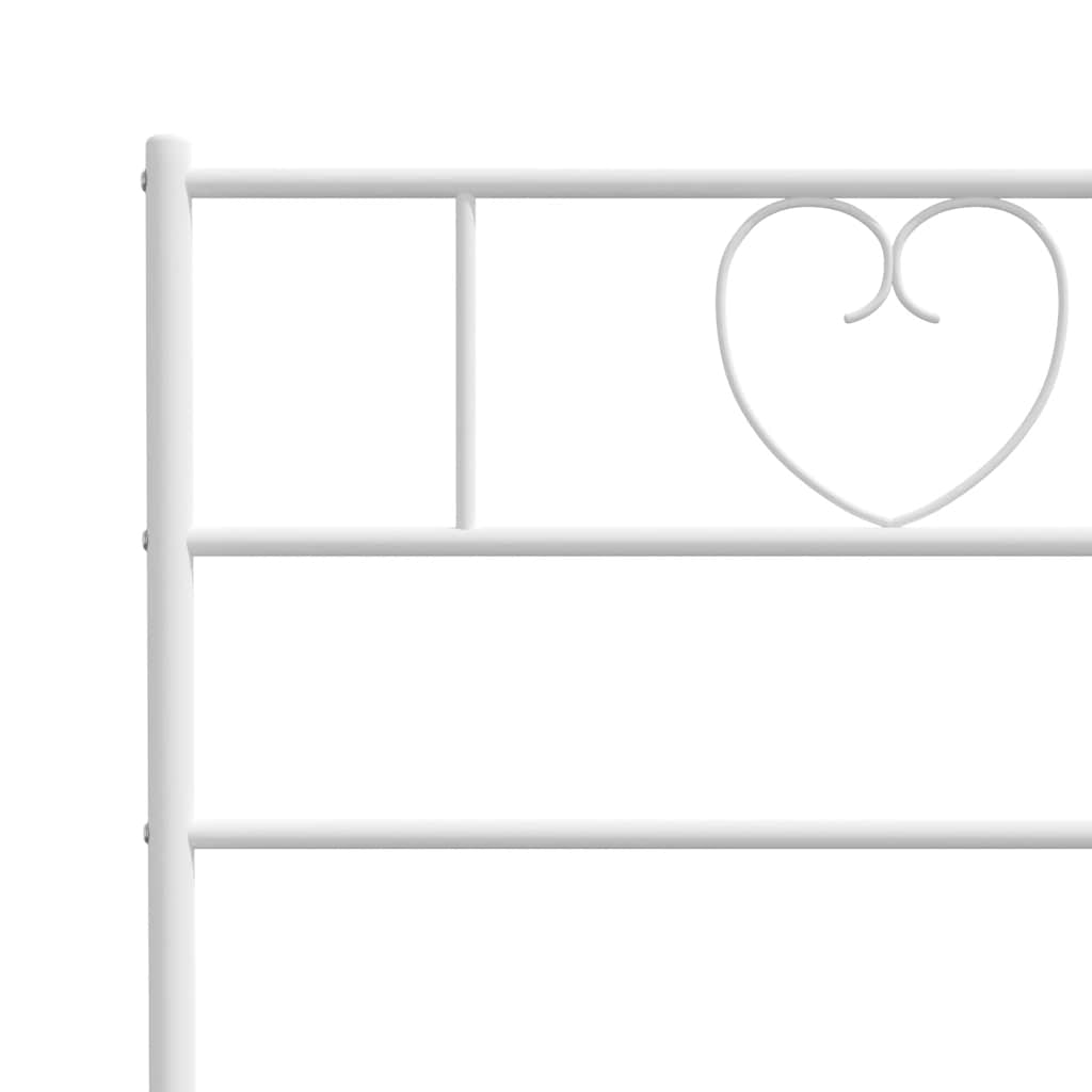 Metal Bed Frame without Mattress with Headboard White 193x203cm