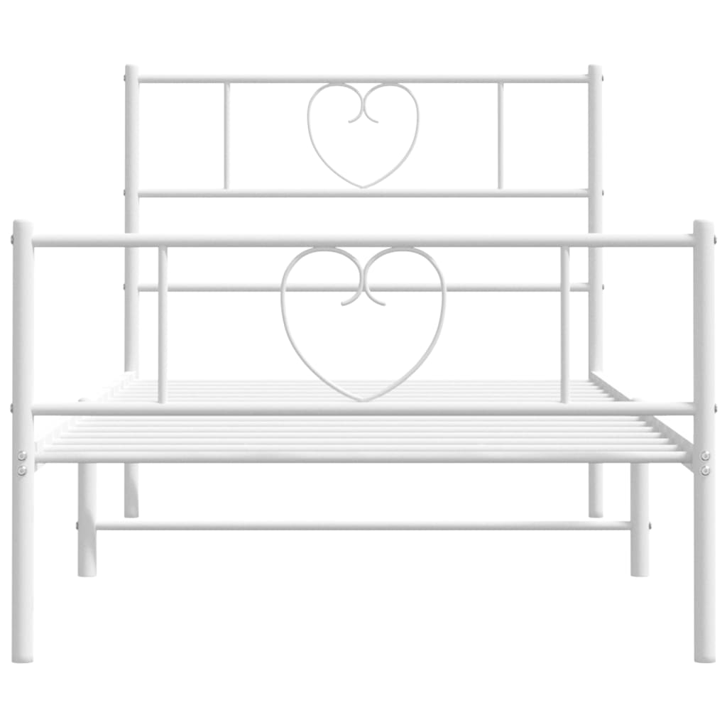 Metal Bed Frame without Mattress with Footboard White 90x190cm