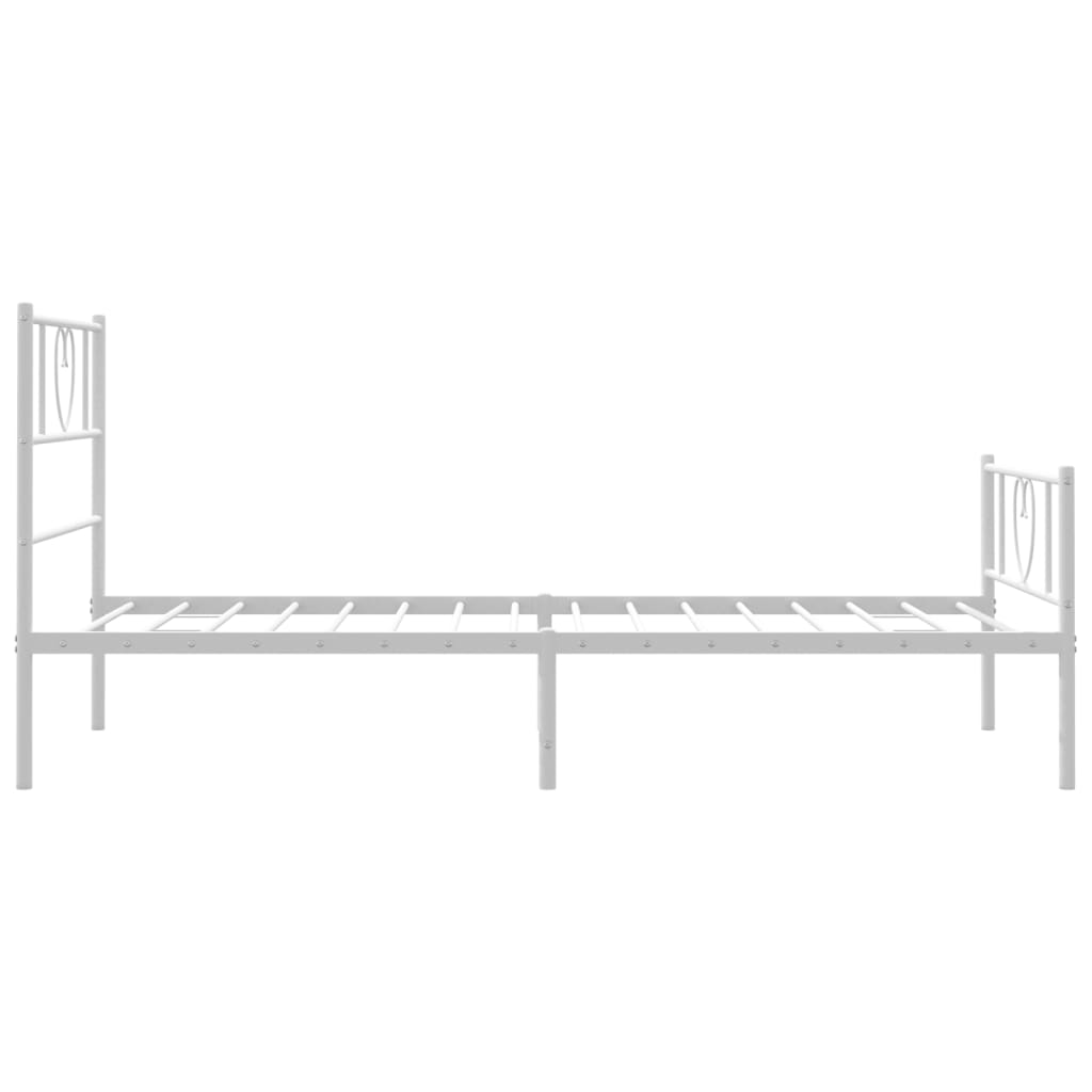 Metal Bed Frame without Mattress with Footboard White 90x200cm