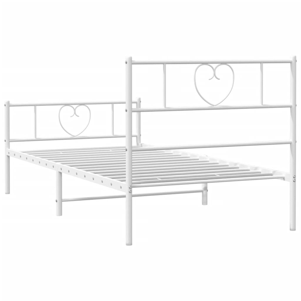Metal Bed Frame without Mattress with Footboard White 90x200cm