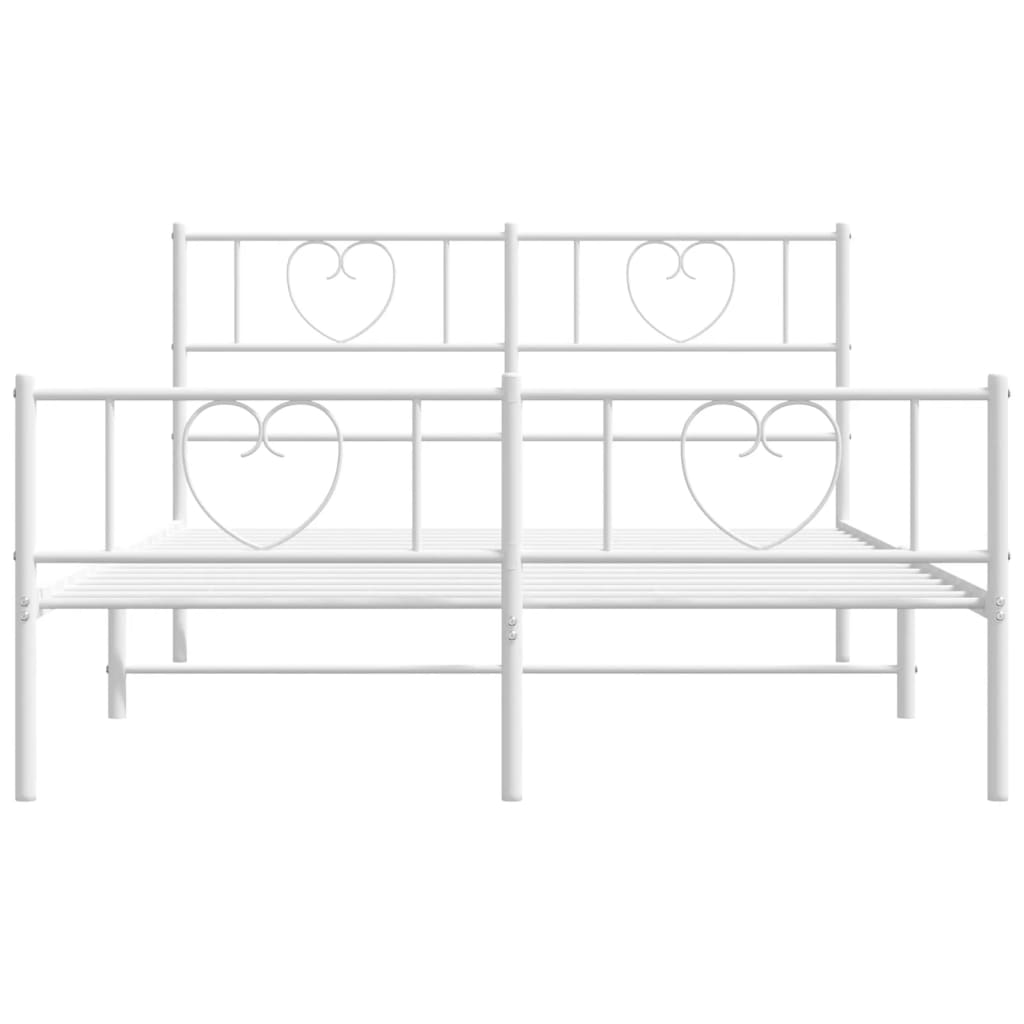 Metal Bed Frame without Mattress with Footboard White 120x190cm
