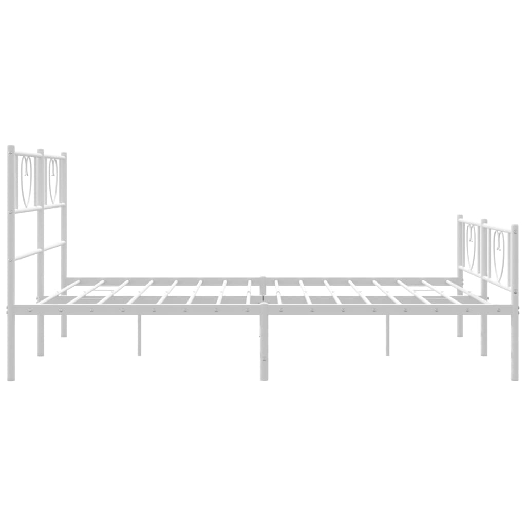 Metal Bed Frame without Mattress with Footboard White 120x190cm