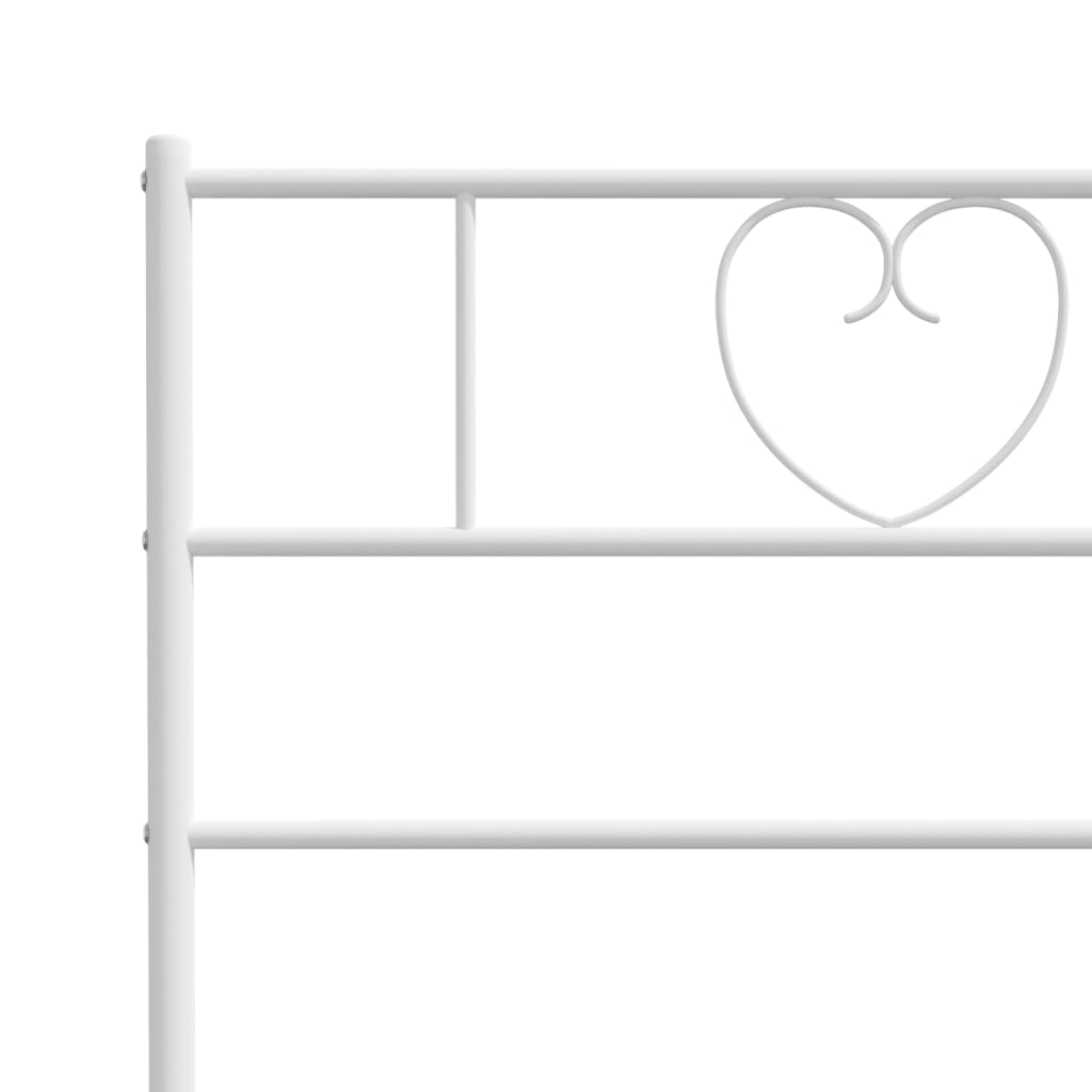 Metal Bed Frame without Mattress with Footboard White 120x190cm
