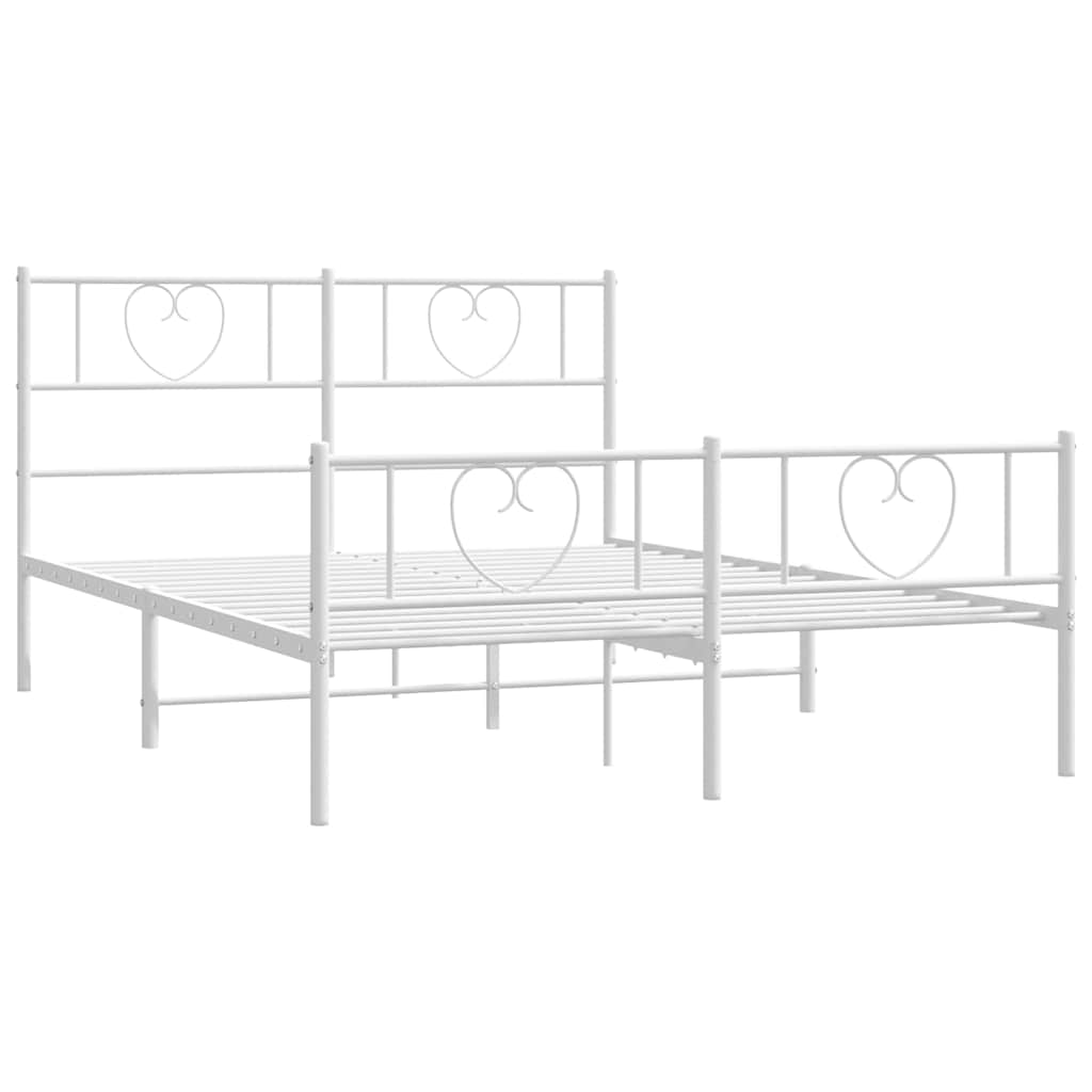 Metal Bed Frame without Mattress with Footboard White 150x200cm